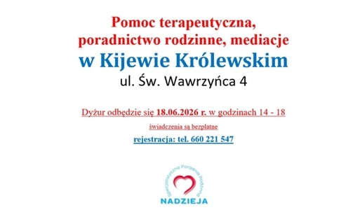 Pomoc terapeutyczna, czerwiec 2026