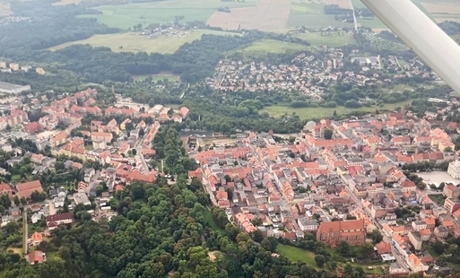 Widok na miasto Chełmno z lotu ptaka